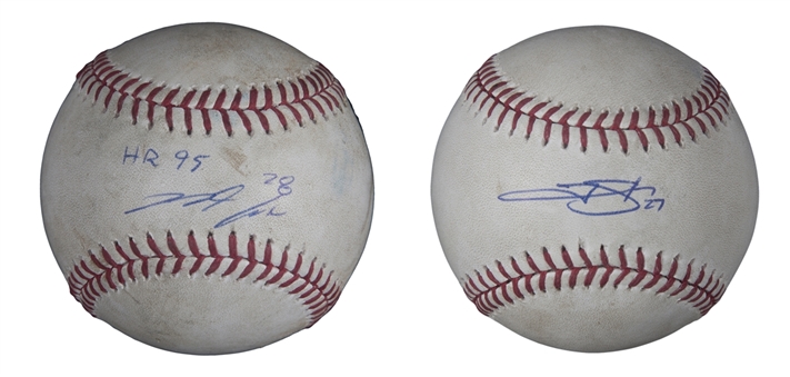 Lot of (2) Game Used, Signed & Inscribed Home Run Baseballs of Nolan Arenado & Trevor Story (MLB Authenticated & Beckett)